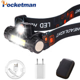 Portable mini LED Headlamp XPE+COB LED