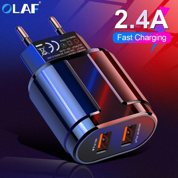 USB Charger Dual Ports EU 5V 2.4A Travel