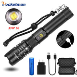 Powerful flashlight 18650 usb torch lantern
