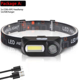 Headlamp T6+COB LED Headlight Flashlight