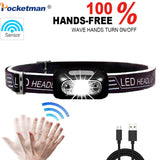 Mini LED Headlamp Rechargeable Body Motion