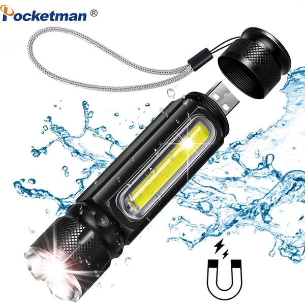 Multifunctional LED Flashlight USB Rechargeable