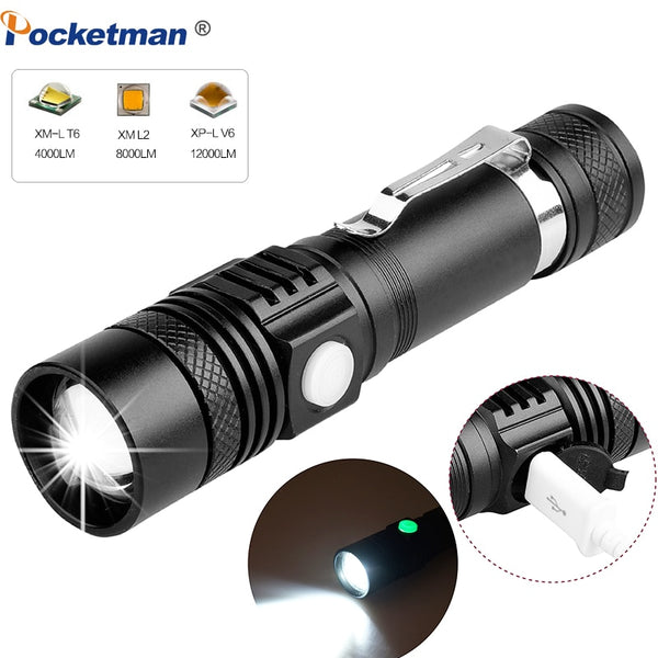 Super Bright Led flashlight USB linterna led