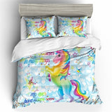 Fashion Cartoon Unicorn Bedding Set Duvet