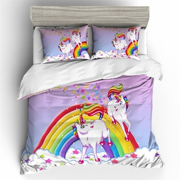 Fashion Cartoon Unicorn Bedding Set Duvet